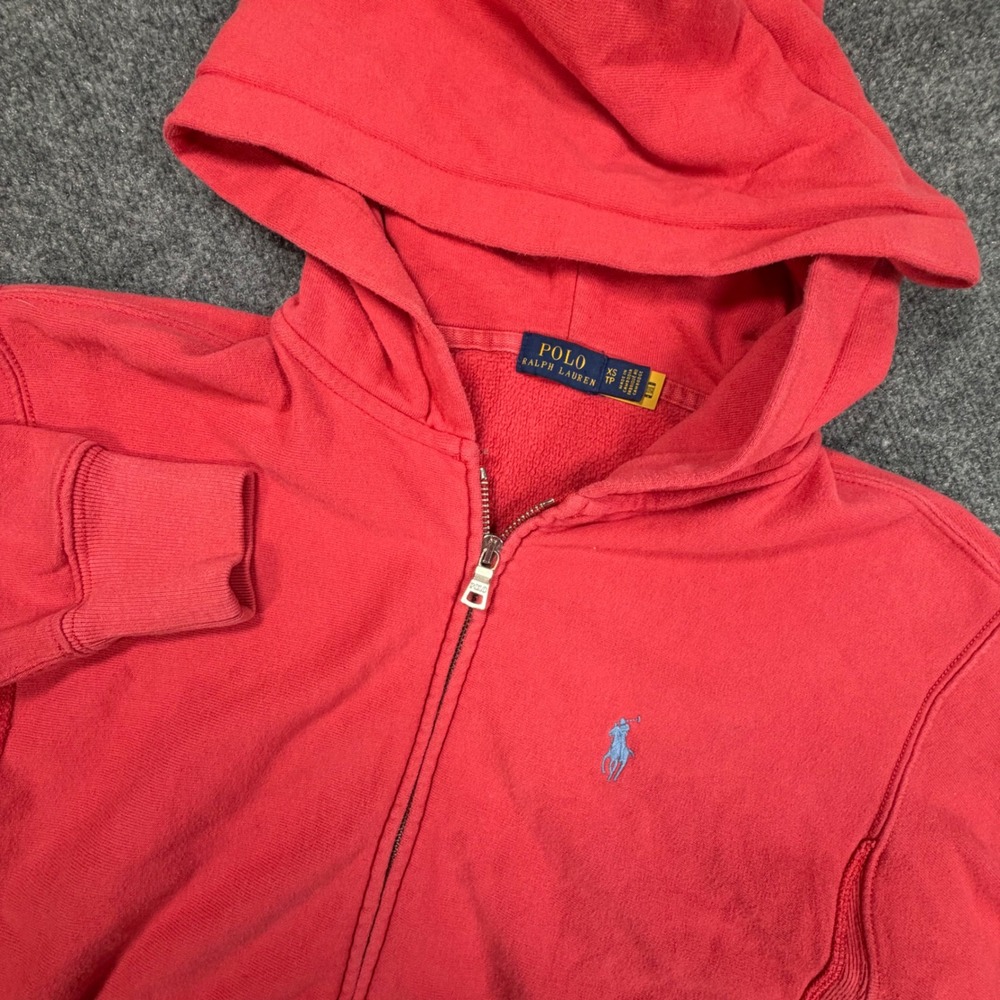 Polo Ralph Lauren Women Full Zip Hoodie XS Pink Red Blue Pony Sweatshirt 0906